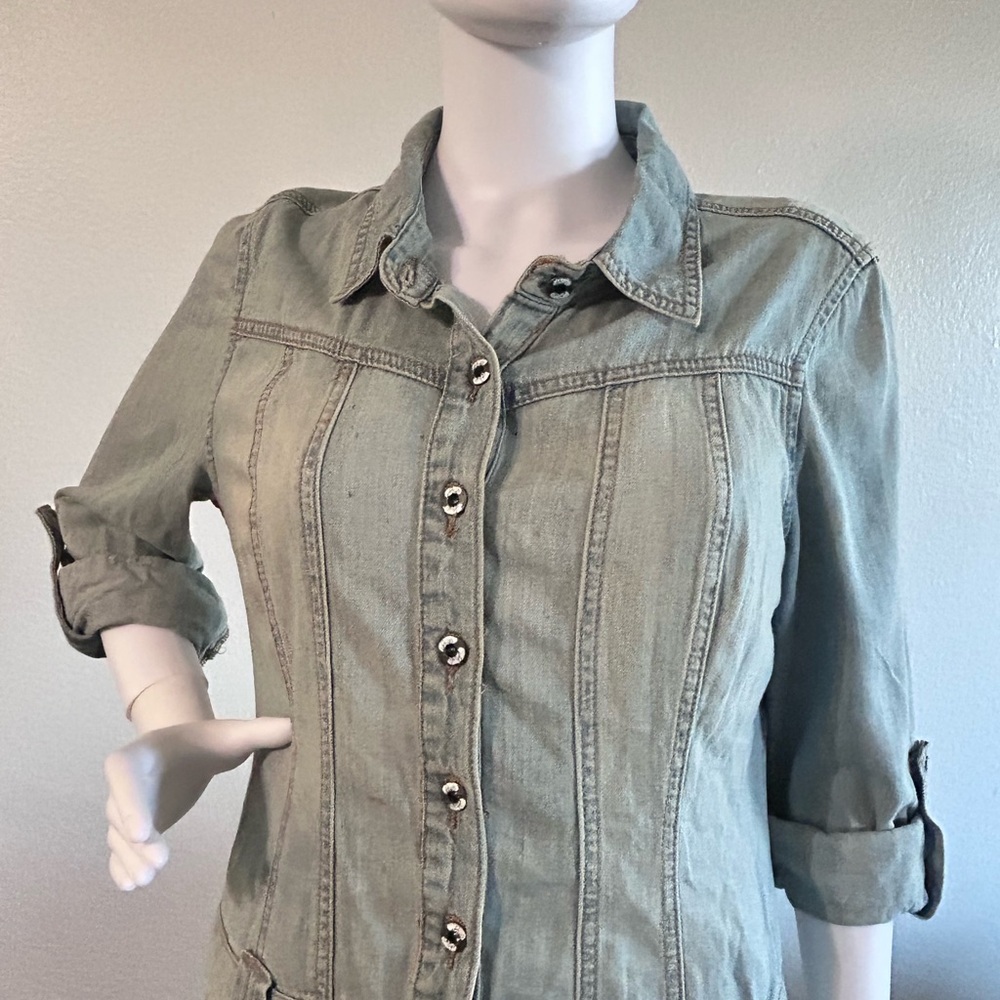 Joie Soft Denim Drop Waist Button Down Dress - image 6